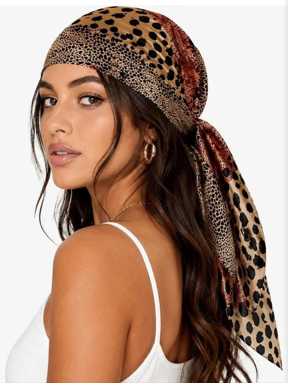 Leopard Print Tan Head Scarf